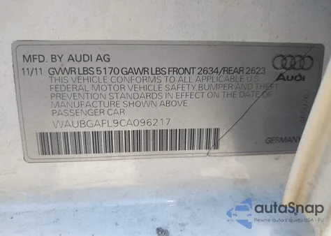 2012 Audi S4 3.0 Premium Plus из США, поврежденный, VIN WAUBGAFL9CA096217